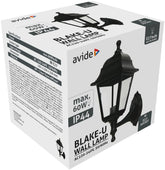 Avide Επιτοίχιο Φωτιστικό Εξωτερικού Χώρου Blake-U 1xE27 IP44 Μαύρο